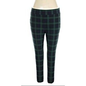 Loft Tartan Plaid Leggings Women's Sz XL Career Party Holiday Green Blue Preppy